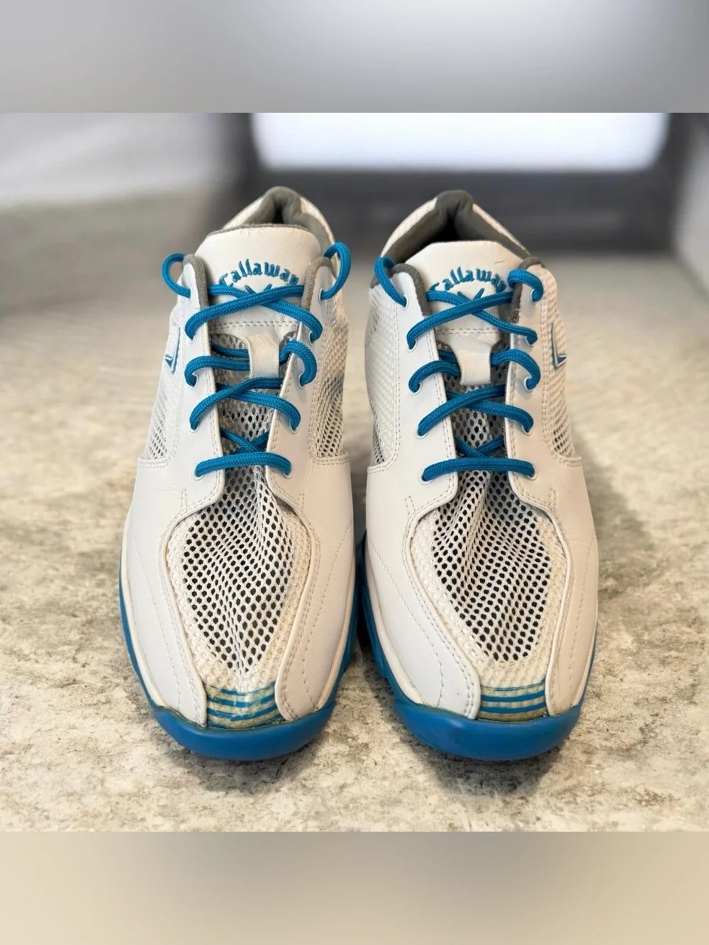 Callaway Solaire Golf Shoes Women 9.5 White Blue breathable mesh